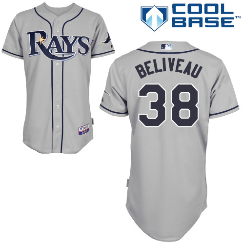 Jeff Beliveau #38 MLB Jersey-Tampa Bay Rays Men's Authentic Road Gray Cool Base Baseball Jersey